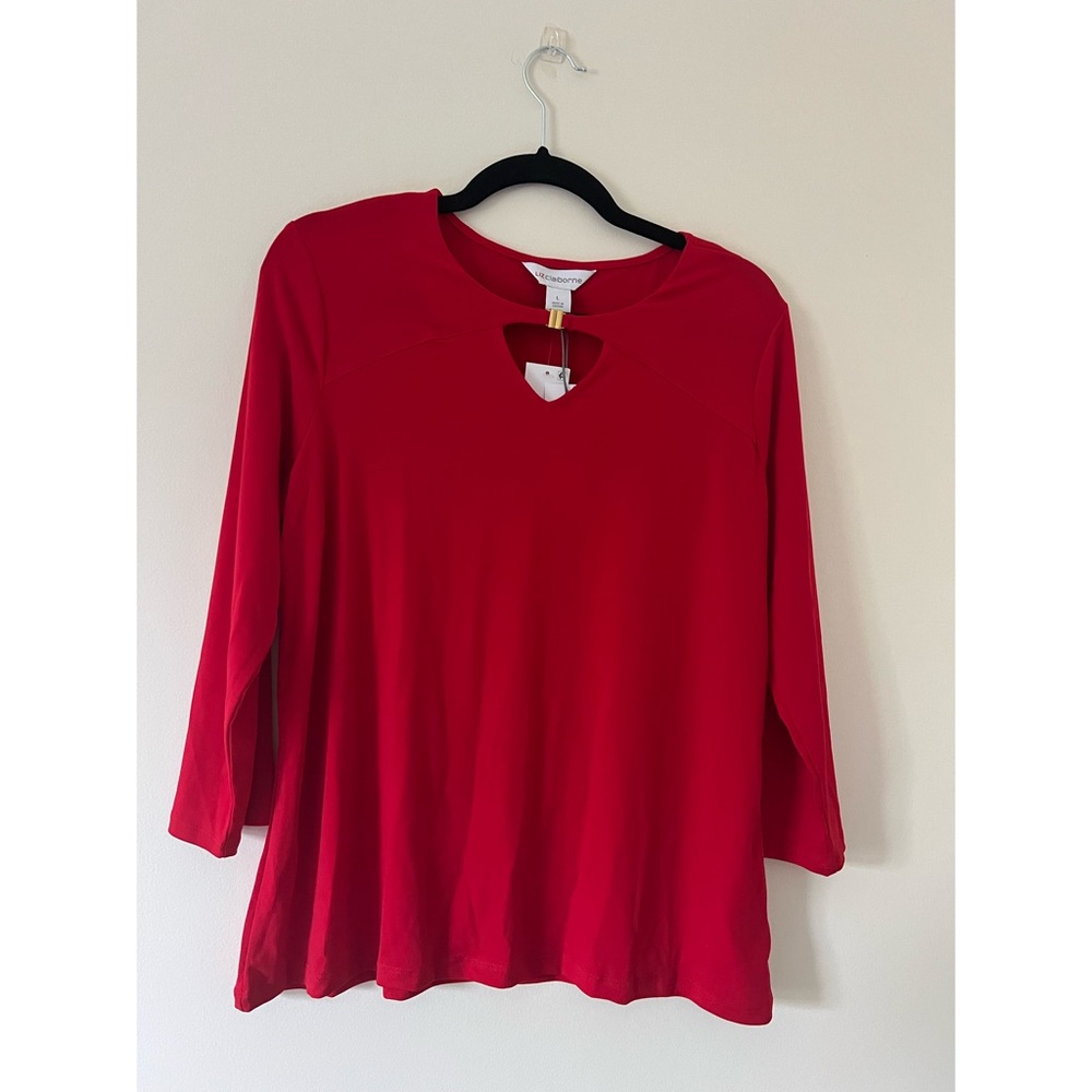NWT Liz Claiborne Key hole neck long sleeve top